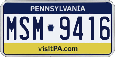 PA license plate MSM9416