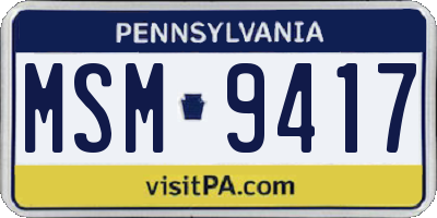 PA license plate MSM9417