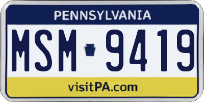 PA license plate MSM9419