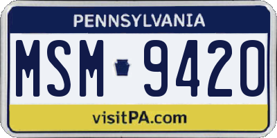 PA license plate MSM9420