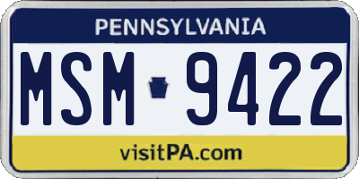 PA license plate MSM9422