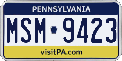 PA license plate MSM9423