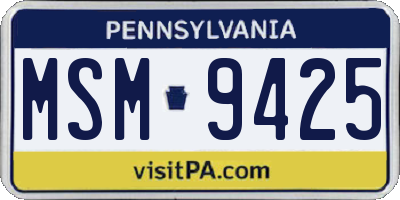 PA license plate MSM9425