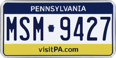 PA license plate MSM9427
