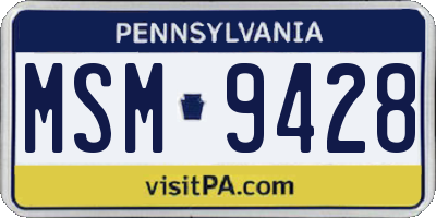PA license plate MSM9428