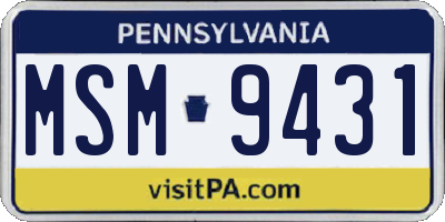 PA license plate MSM9431