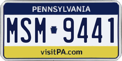 PA license plate MSM9441