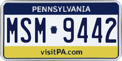 PA license plate MSM9442