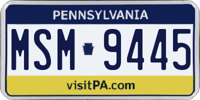 PA license plate MSM9445