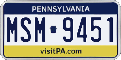 PA license plate MSM9451