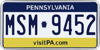 PA license plate MSM9452