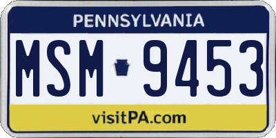PA license plate MSM9453