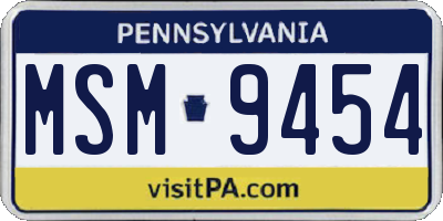 PA license plate MSM9454