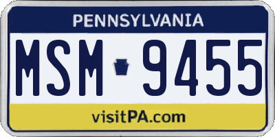 PA license plate MSM9455