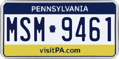 PA license plate MSM9461