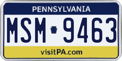 PA license plate MSM9463