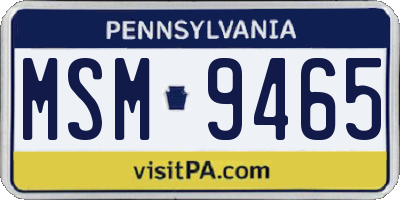 PA license plate MSM9465