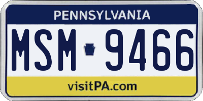 PA license plate MSM9466