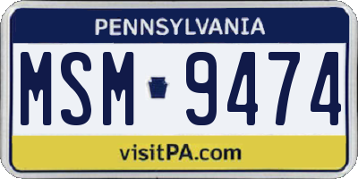 PA license plate MSM9474