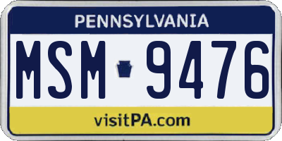 PA license plate MSM9476