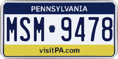 PA license plate MSM9478