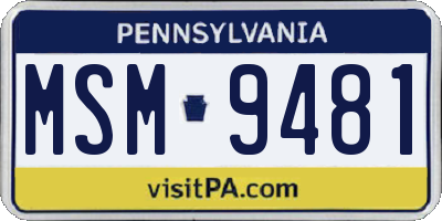 PA license plate MSM9481