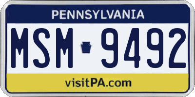 PA license plate MSM9492