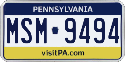 PA license plate MSM9494