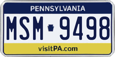 PA license plate MSM9498