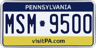 PA license plate MSM9500