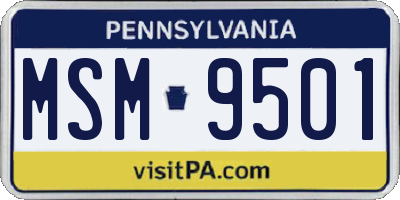 PA license plate MSM9501