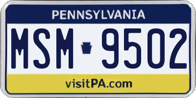 PA license plate MSM9502