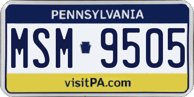PA license plate MSM9505