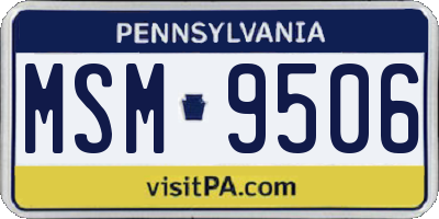 PA license plate MSM9506