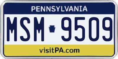 PA license plate MSM9509