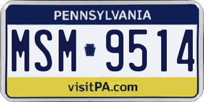 PA license plate MSM9514