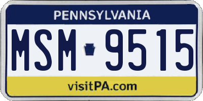 PA license plate MSM9515