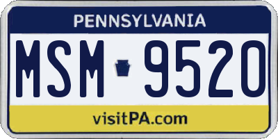 PA license plate MSM9520