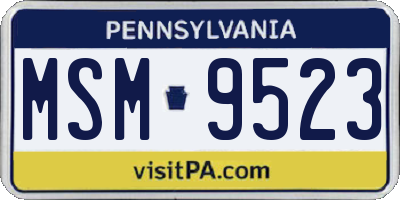 PA license plate MSM9523