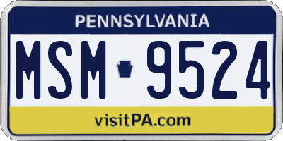 PA license plate MSM9524
