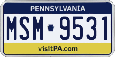 PA license plate MSM9531