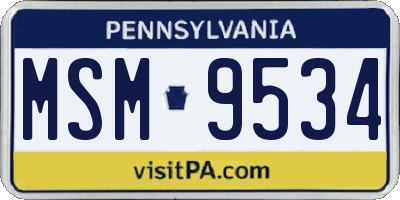 PA license plate MSM9534