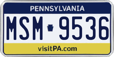 PA license plate MSM9536
