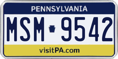 PA license plate MSM9542
