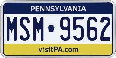 PA license plate MSM9562