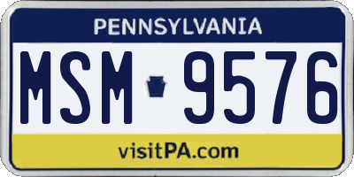 PA license plate MSM9576