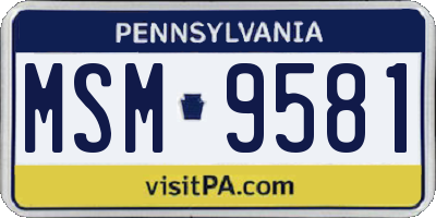 PA license plate MSM9581