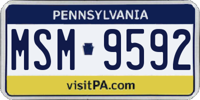 PA license plate MSM9592