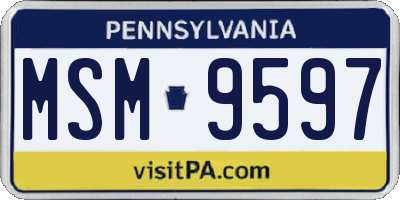 PA license plate MSM9597