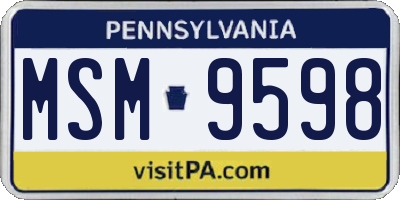 PA license plate MSM9598